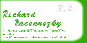 richard macsanszky business card